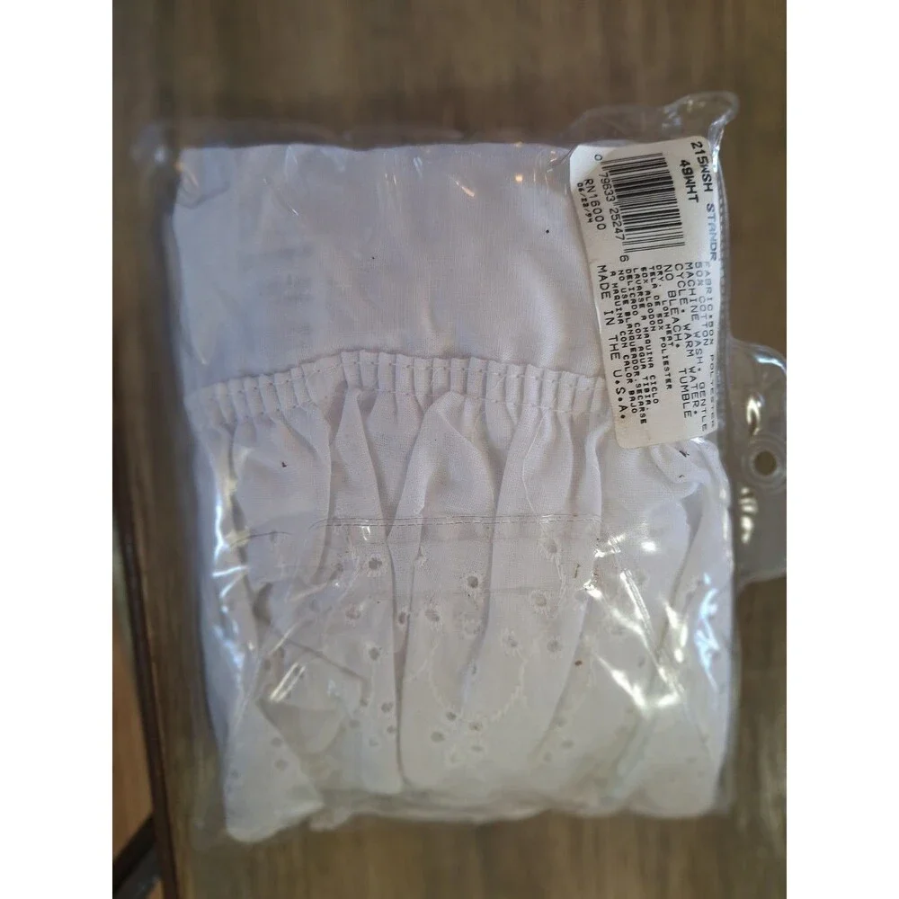 Ruffled Bed Pillow Sham with Embroidered Eyelet Detail, Standard, White 1 Sham